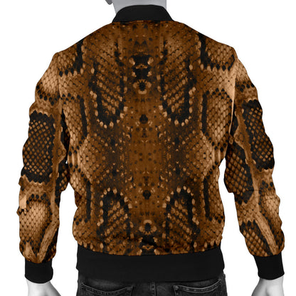 Snake Skin Brown Print Men Bomber Jacket