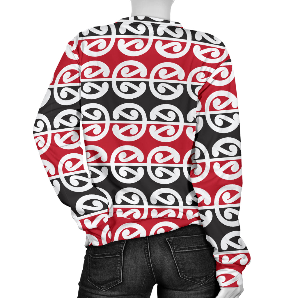 Maori Classic Themed Design Print Women Long Sleeve Sweatshirt