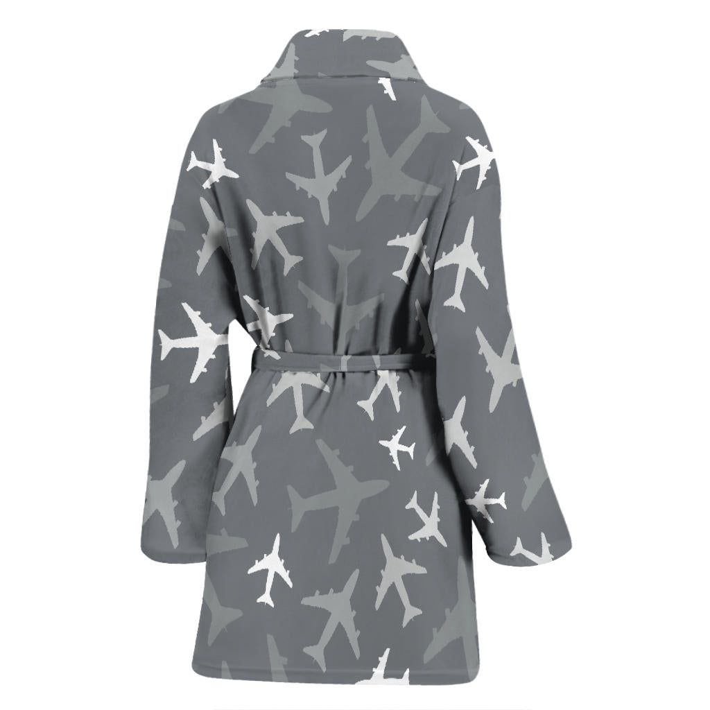 Airplane Pattern Print Design 02 Women Bathrobe