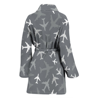 Airplane Pattern Print Design 02 Women Bathrobe