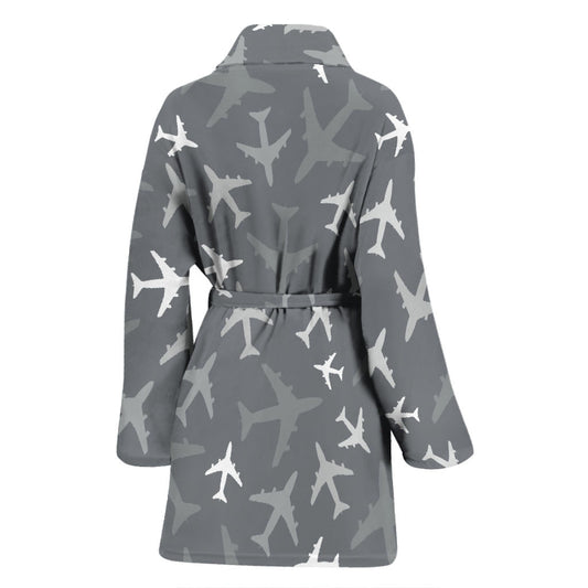 Airplane Pattern Print Design 02 Women Bathrobe