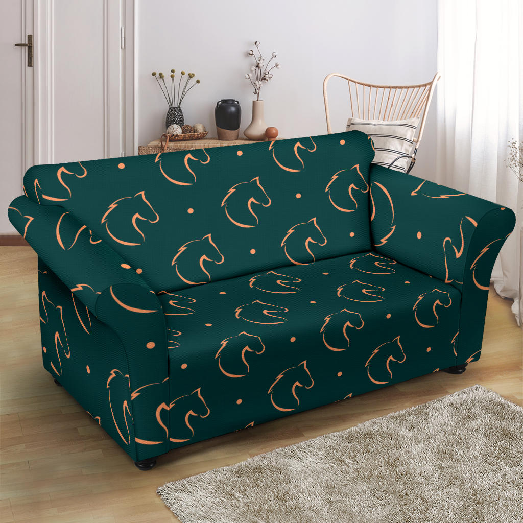 Horse Head Print Design LKS302 Loveseat Couch Slipcover