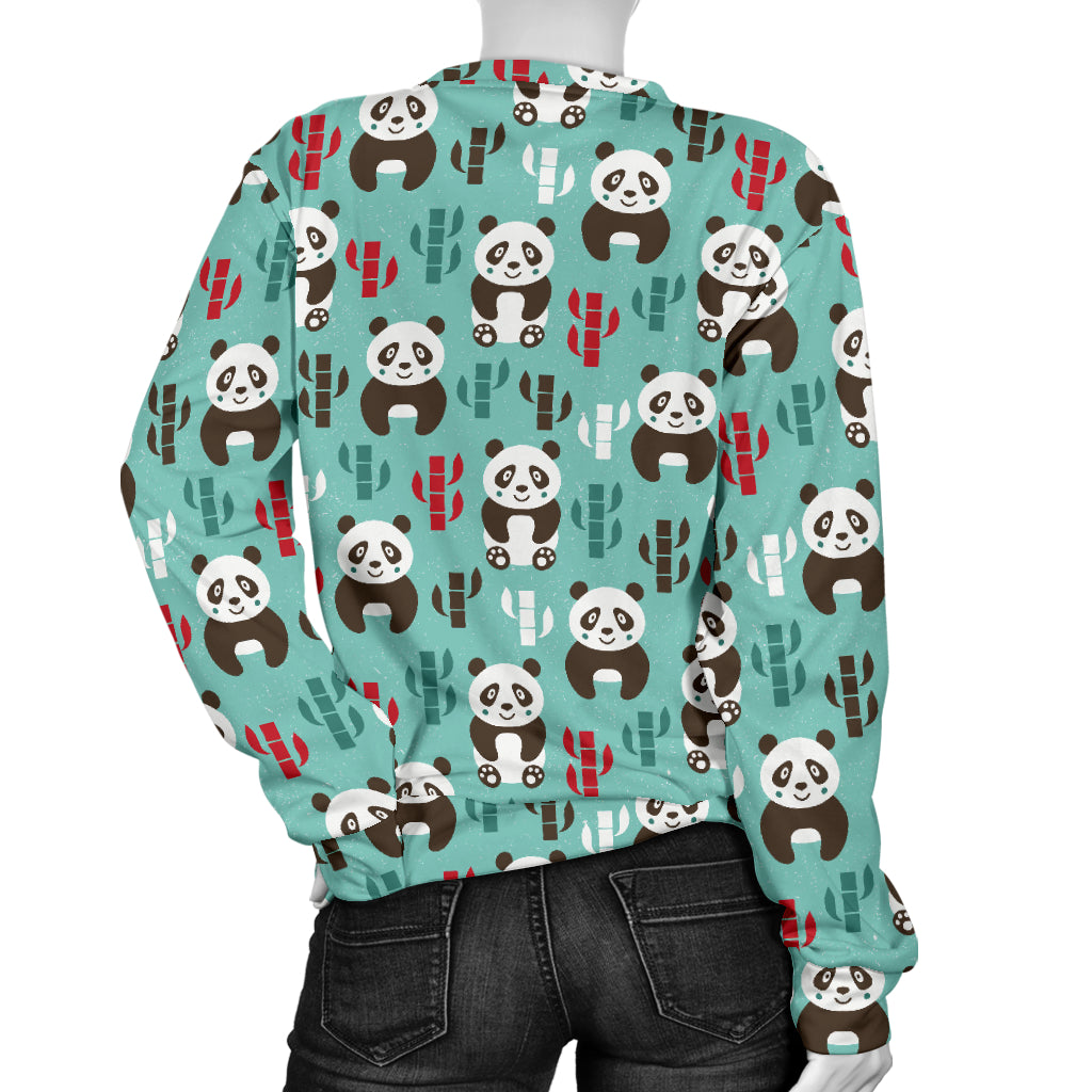 Panda Bear Cute Themed Print Women Long Sleeve Sweatshirt