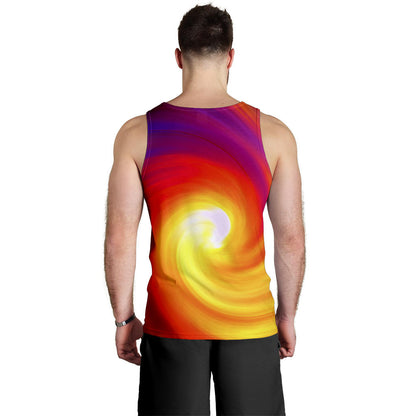Vortex Twist Swirl Flame Themed Men Tank Top