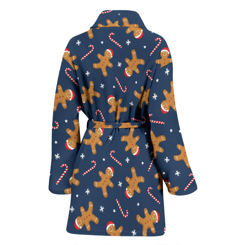 Gingerbread Pattern Print Design 01 Women Bathrobe