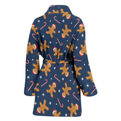 Gingerbread Pattern Print Design 01 Women Bathrobe