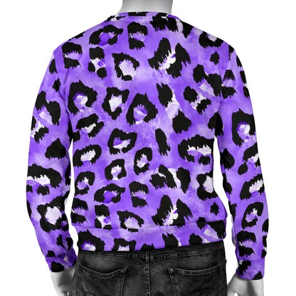 Leopard Purple Skin Print Men Long Sleeve Sweatshirt