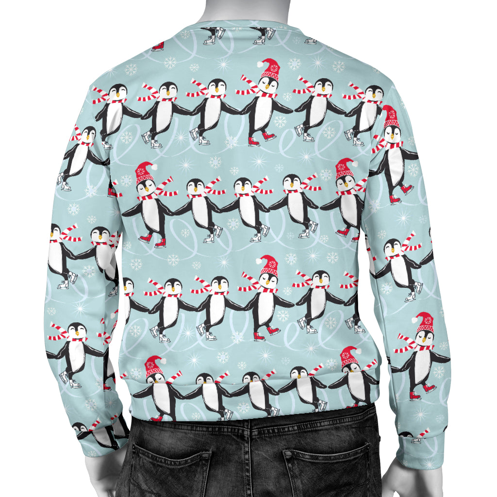 Penguin Sking Design Men Long Sleeve Sweatshirt
