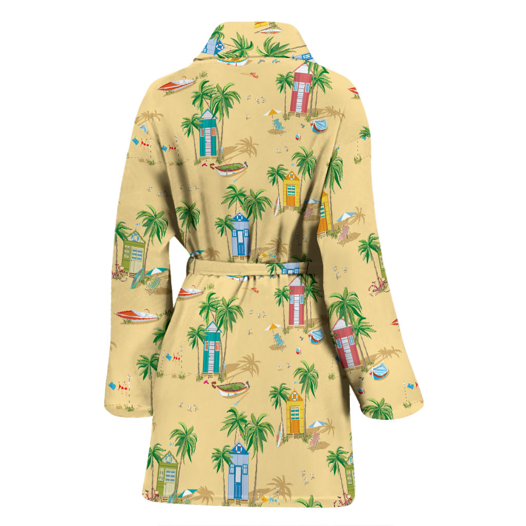 Beach Themed Pattern Print Design 01 Women Bathrobe