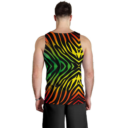 Rainbow Zebra Themed Print Men Tank Top