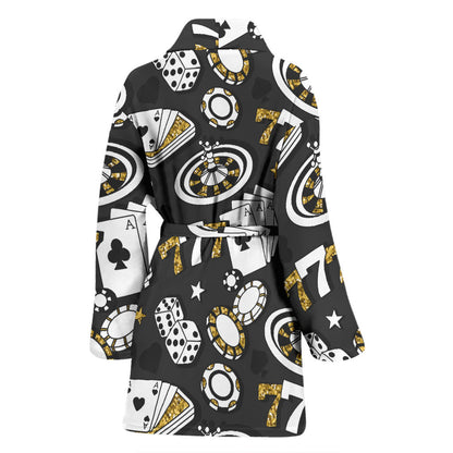 Casino Pattern Print Design 05 Women Bathrobe