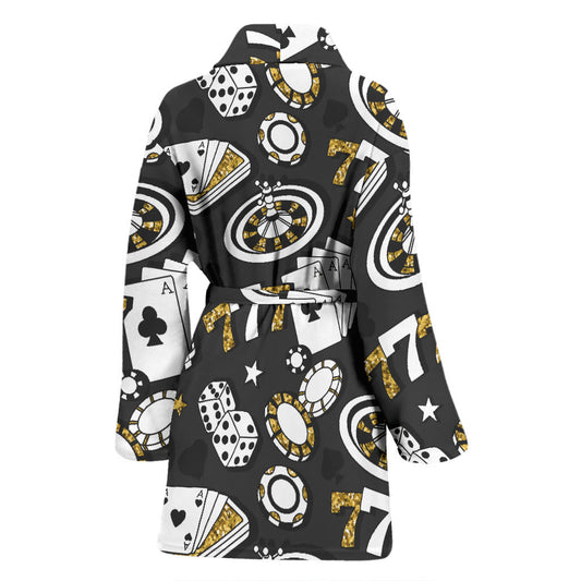 Casino Pattern Print Design 05 Women Bathrobe