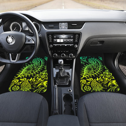 Paisley Green Design Print Car Floor Mats Front Back