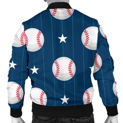 Baseball Star Print Pattern Men Bomber Jacket