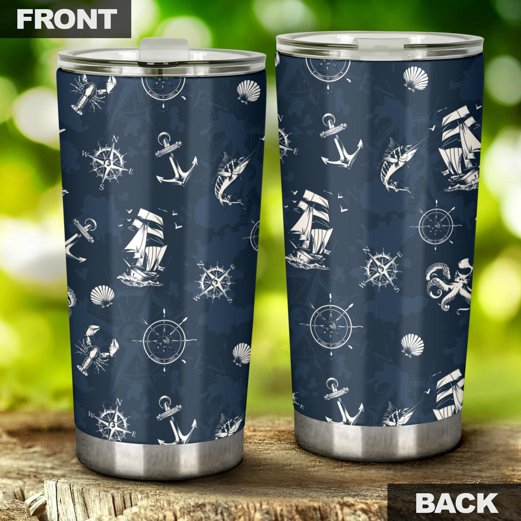 Nautical Sea Themed Print Tumbler