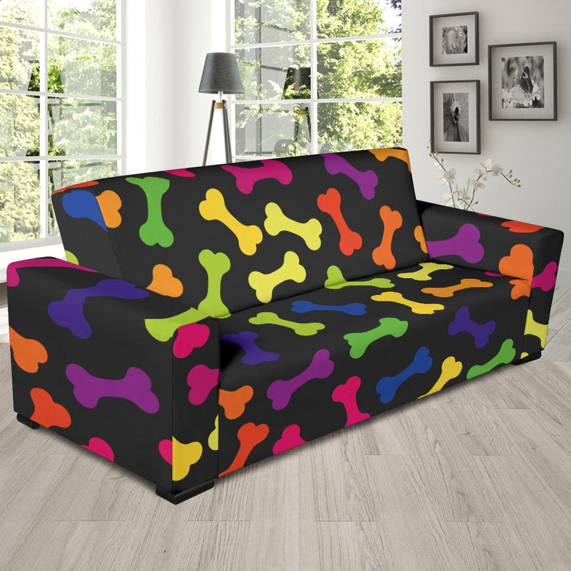 Dog Bone Neon Color Pattern Print Design 02 Sofa Slipcover