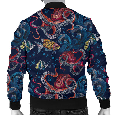 Octopus Deep Sea Print Themed Men Bomber Jacket