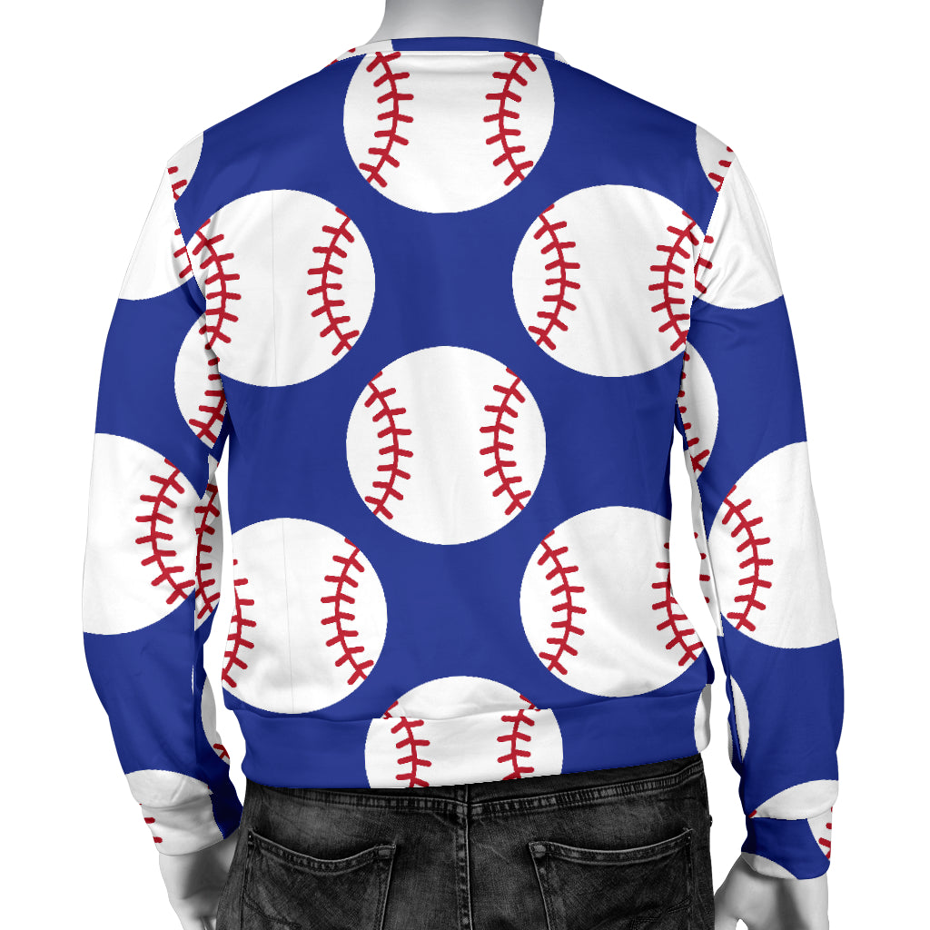 Baseball Blue Background Men Long Sleeve Sweatshirt