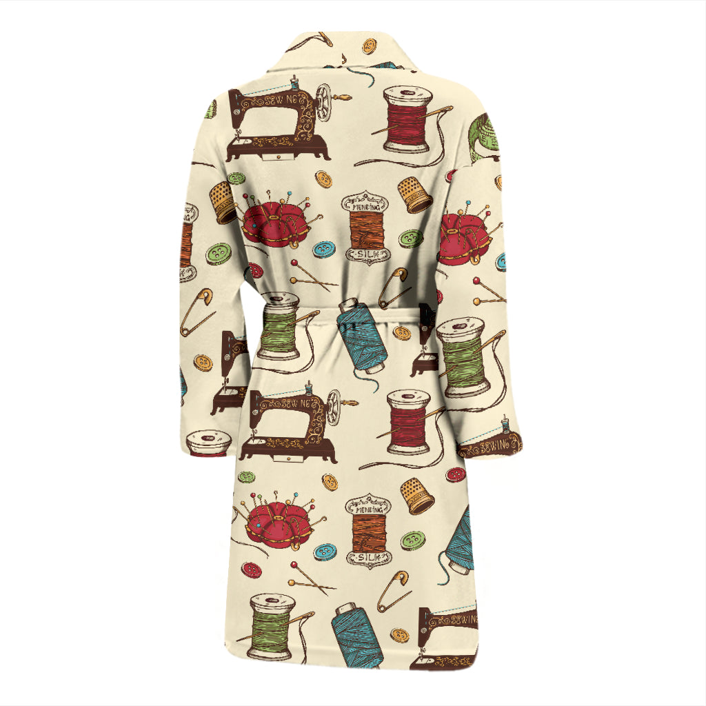Sewing Equipment Print Design LKS303 Men Bathrobe