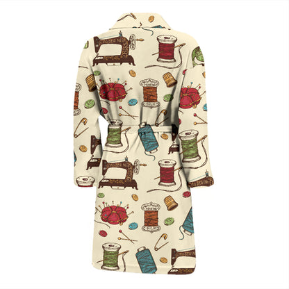 Sewing Equipment Print Design LKS303 Men Bathrobe