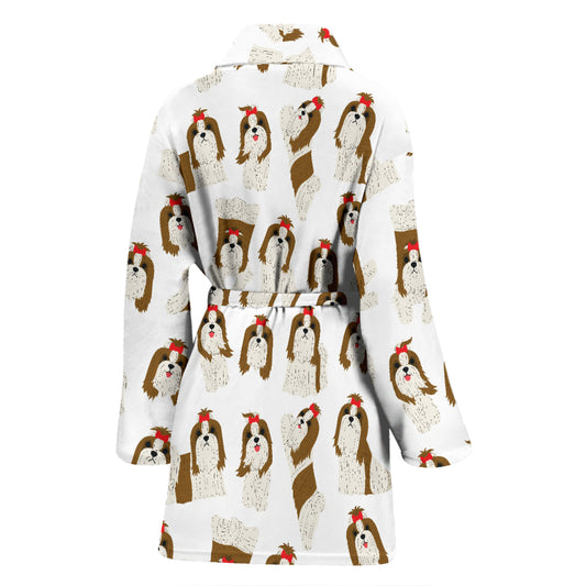 Shih Tzu Print Design LKS302 Women Bathrobe