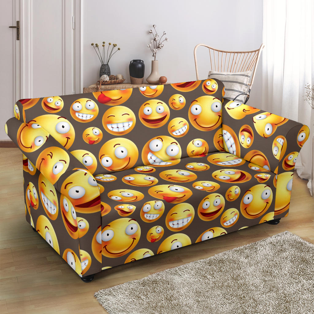 Smiley Face Emoji Print Design LKS303 Loveseat Couch Slipcover