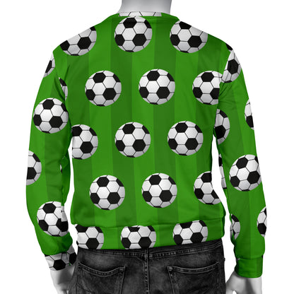 Soccer Ball Green Backgrpund Print Men Long Sleeve Sweatshirt
