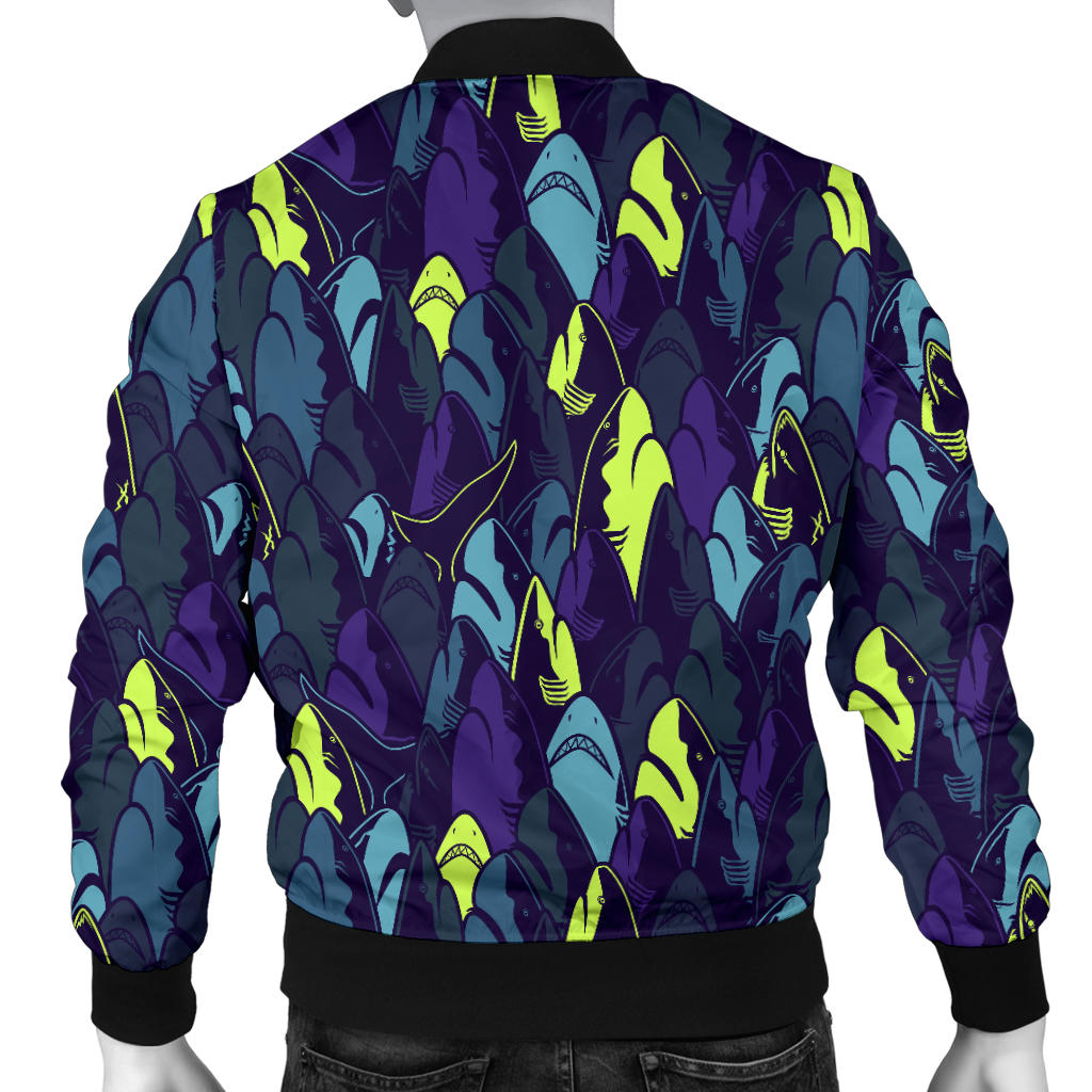 Shark Neon color Print Men Bomber Jacket