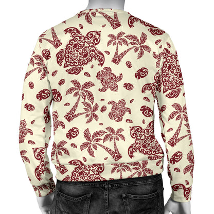 Polynesian Tattoo Turtle Themed Men Long Sleeve Sweatshirt