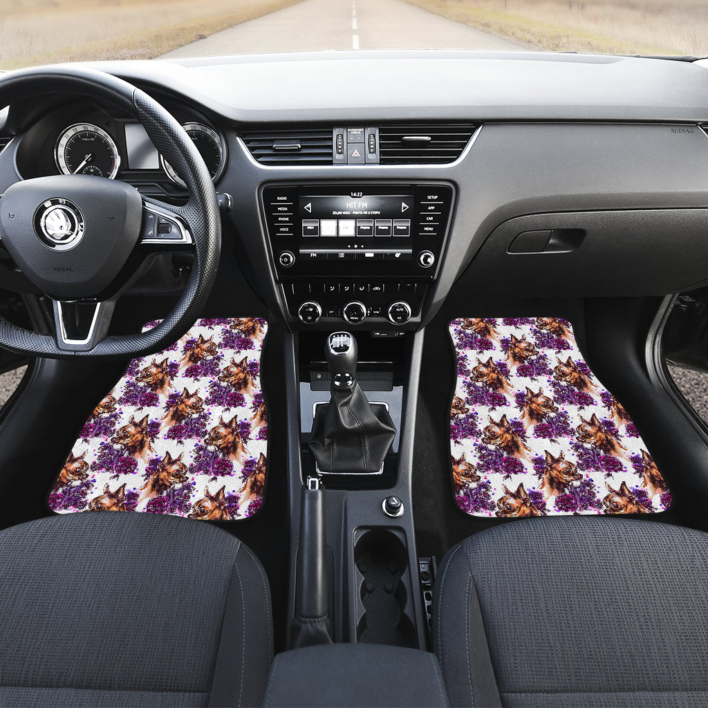 Chihuahua Purple Floral Car Floor Mats Front Back