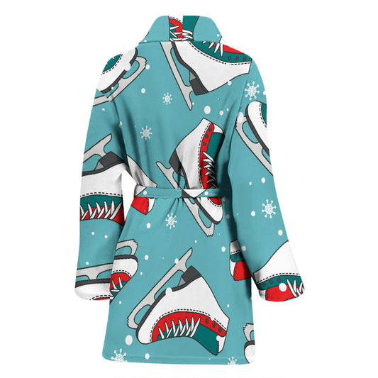 Ice Skate Pattern Print Design 03 Women Bathrobe