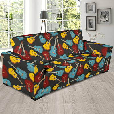 Acoustic Guitar Pattern Print Design 01 Sofa Slipcover