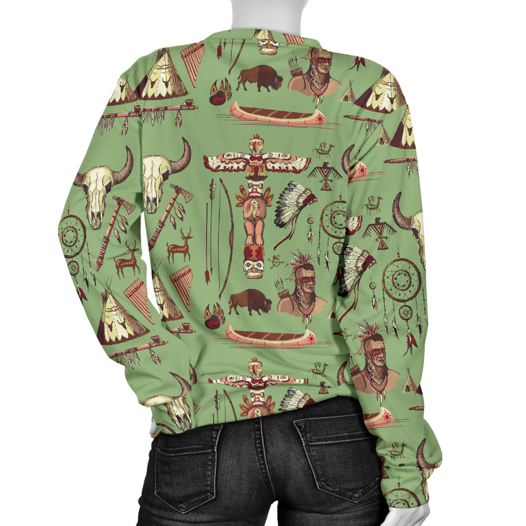 Native Indian Themed Design Print Women Long Sleeve Sweatshirt