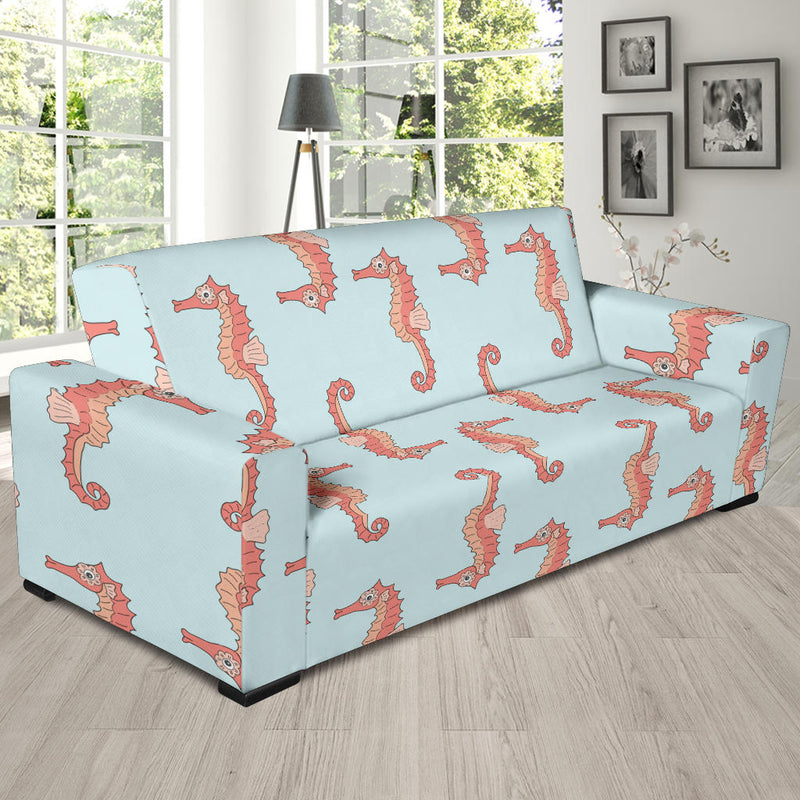 SeaHorse Pattern Print Design 01 Sofa Slipcover