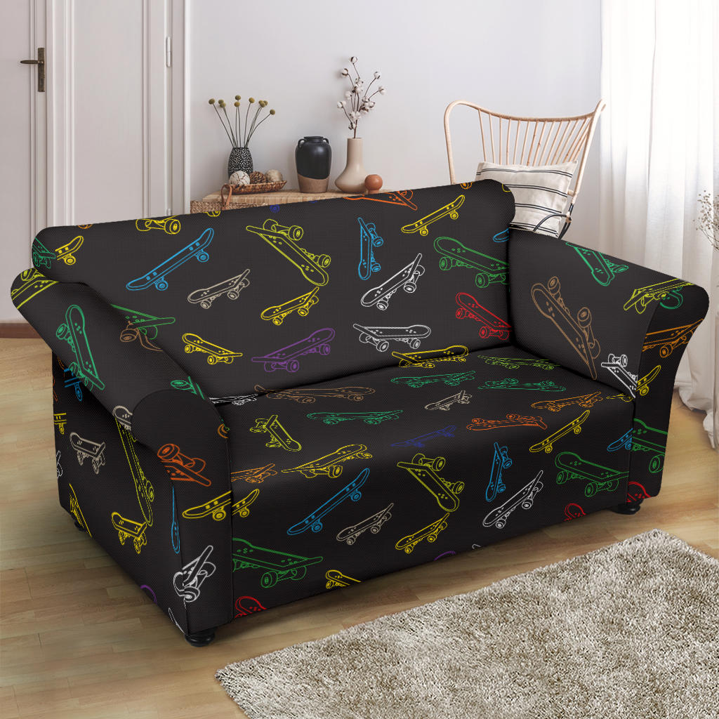 Skateboard Print Design LKS301 Loveseat Couch Slipcover