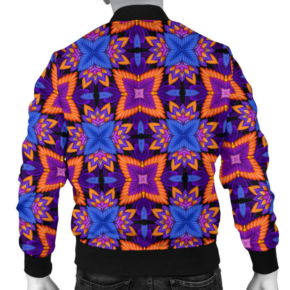 kaleidoscope Purple Orange Print Design Men Bomber Jacket