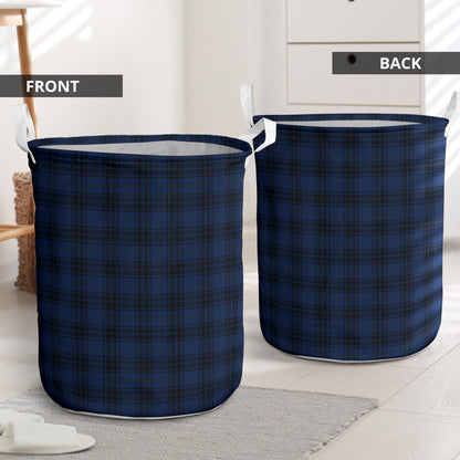 Navy Blue Tartan Plaid Pattern Laundry Basket