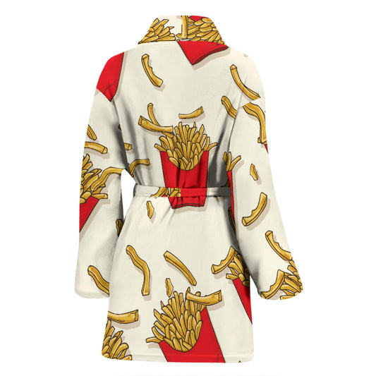 French Fried Pattern Print Design 01 Women Bathrobe