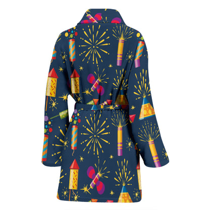 Firework Sparkling Rockets Print Design LKS306 Women Bathrobe