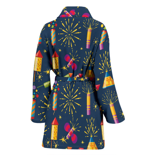 Firework Sparkling Rockets Print Design LKS306 Women Bathrobe