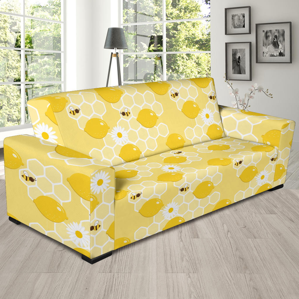 Honey Bee Honeycomb Print Design LKS3010 Sofa Slipcover