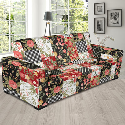 Patchwork Flower Pattern Print Design 03 Sofa Slipcover