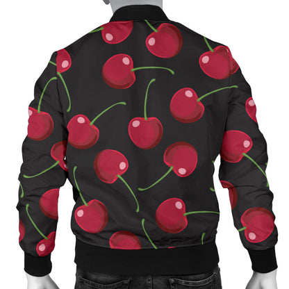 Cherry Black Background Men Bomber Jacket
