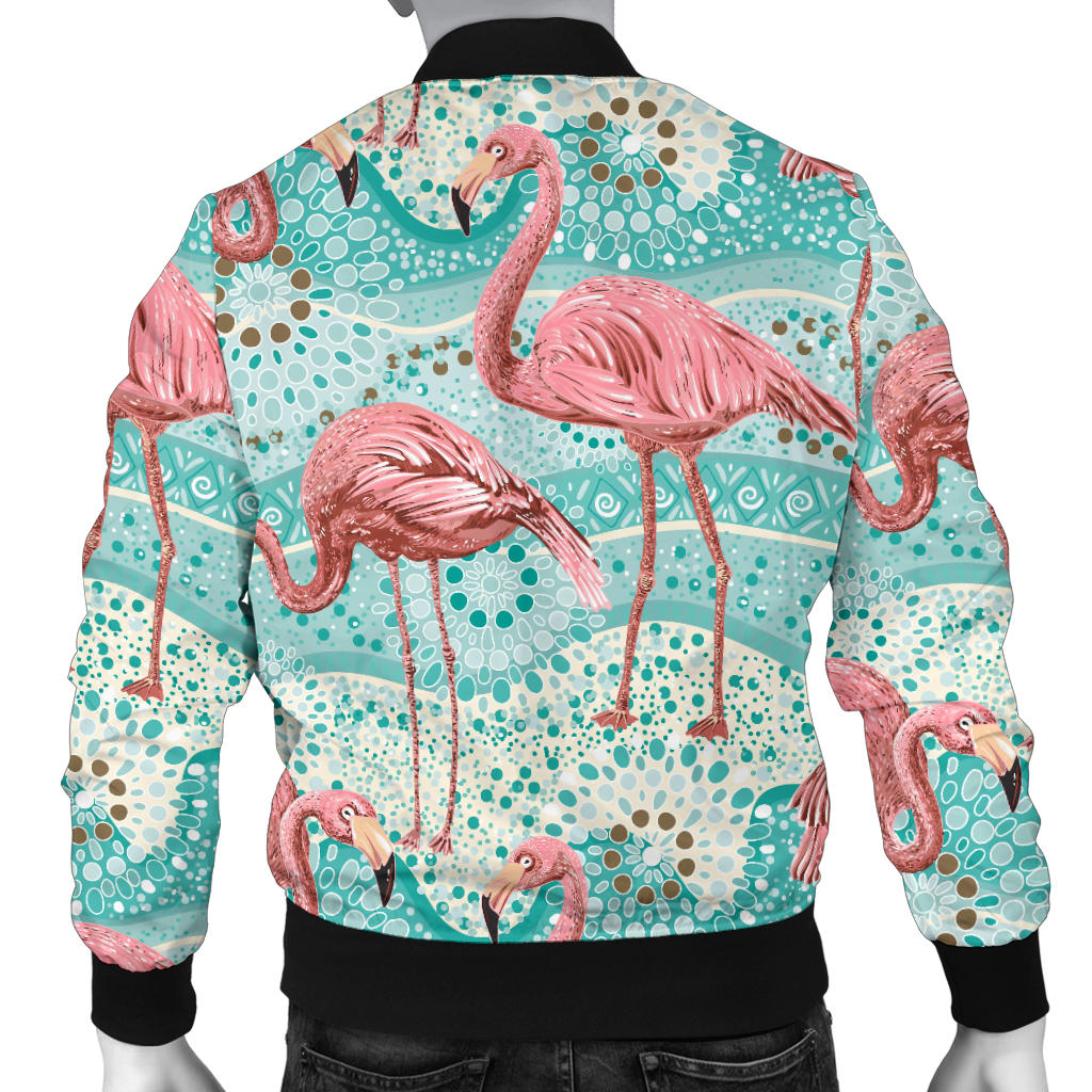 Flamingo Background Themed Print Men Bomber Jacket