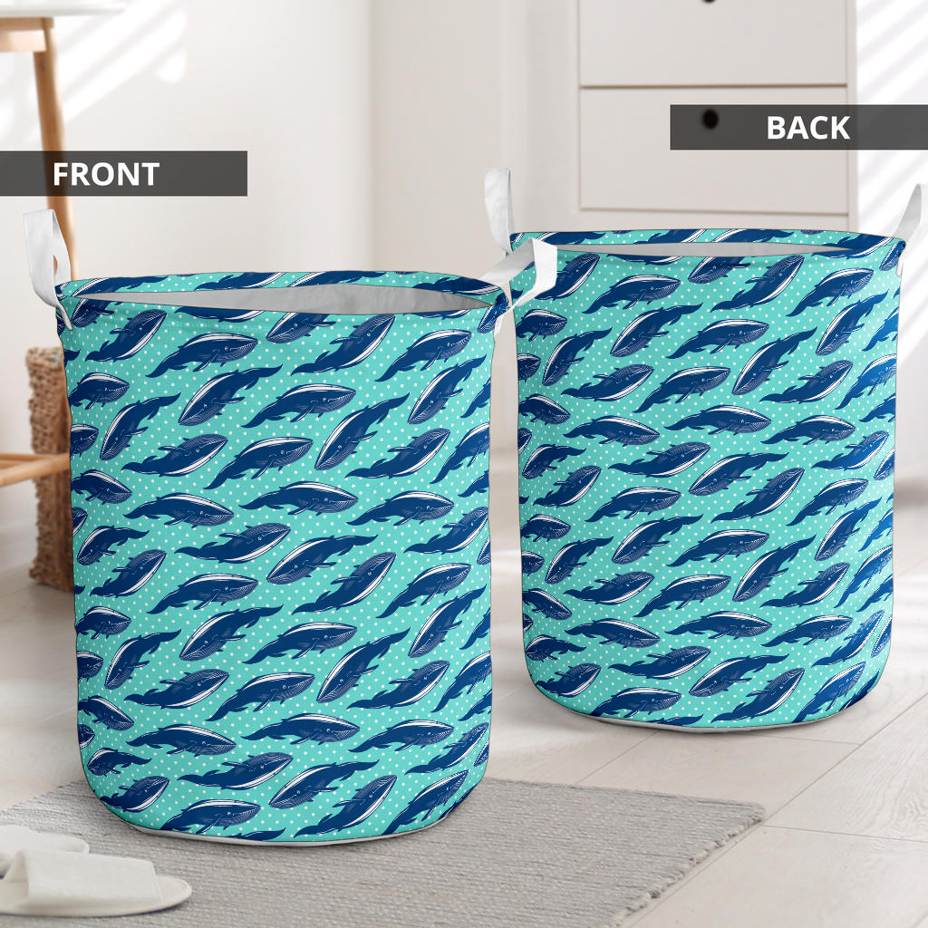 Whale Polka Dot Design Themed Print Laundry Basket