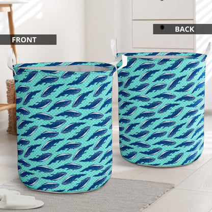 Whale Polka Dot Design Themed Print Laundry Basket