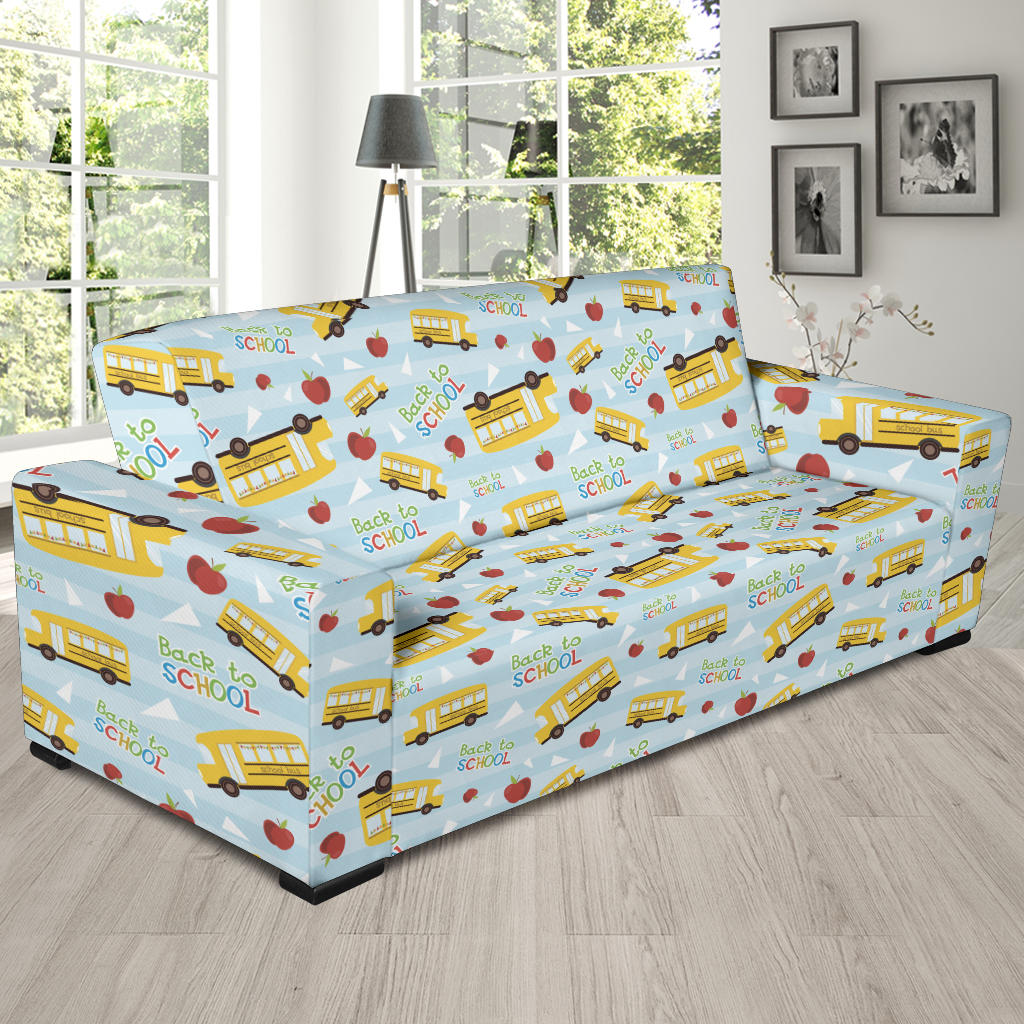 School Bus Back To School Print Design LKS303 Sofa Slipcover