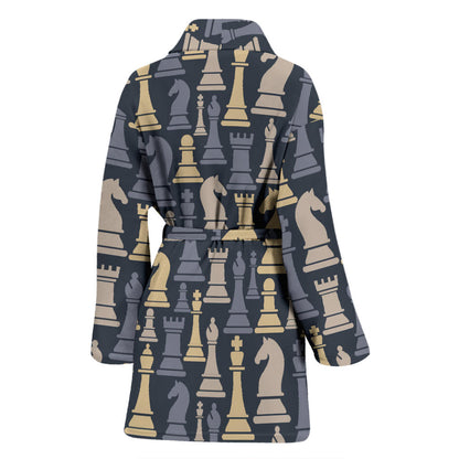 Chess Pattern Print Design 04 Women Bathrobe