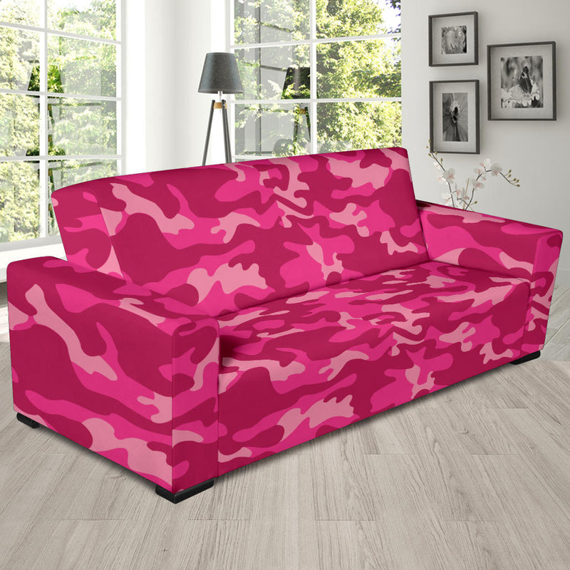 Camo Pink Pattern Print Design 01 Sofa Slipcover