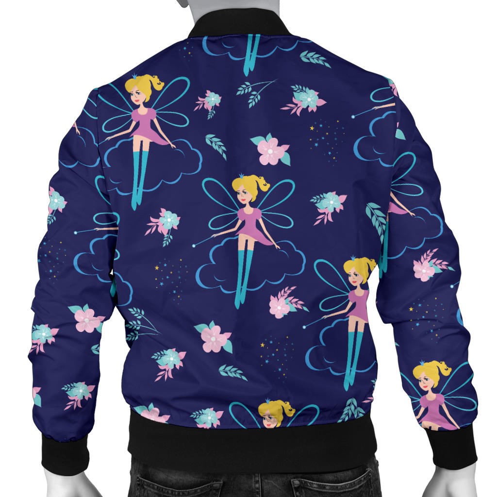 Fairy Cartoon Style Print Pattern Men Bomber Jacket